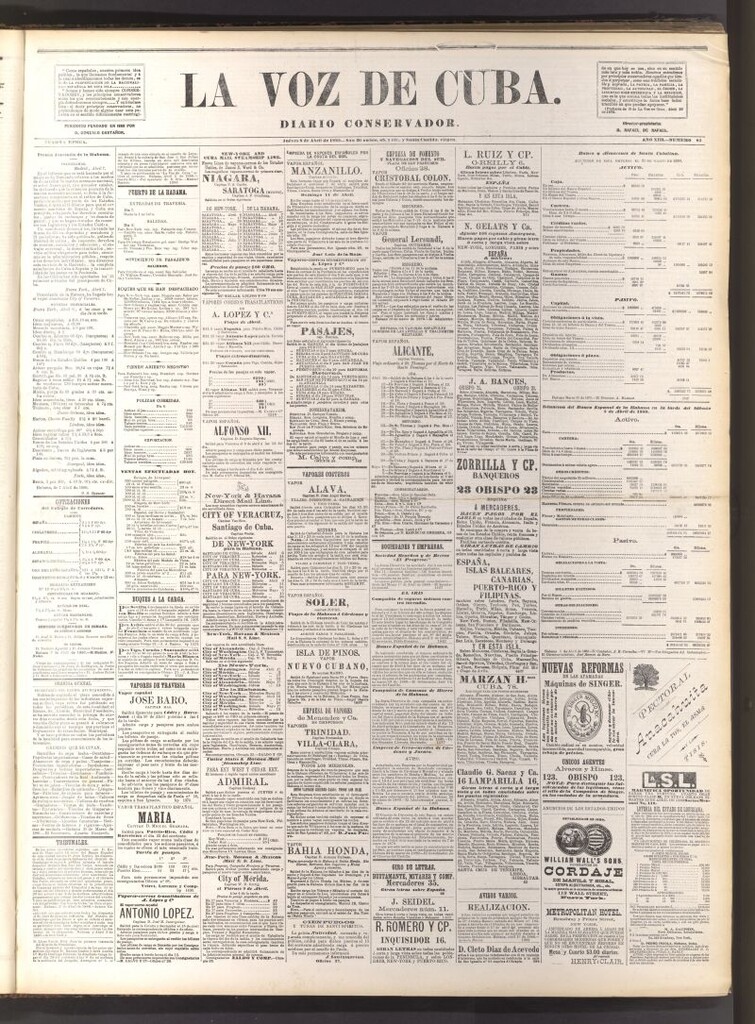 Miniatura de La Voz de Cuba: diario conservador del 8 de abril de 1880