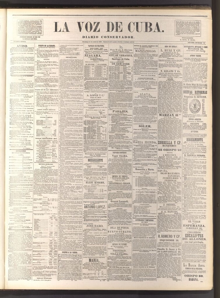 Miniatura de La Voz de Cuba: diario conservador del 11 de abril de 1880
