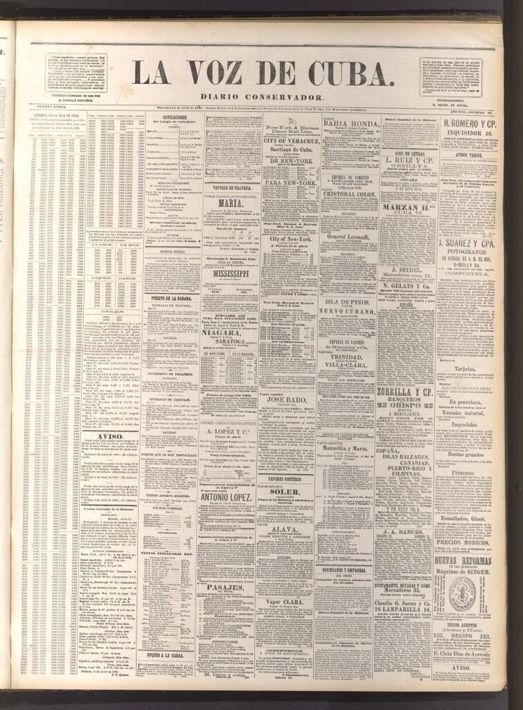 Miniatura de La Voz de Cuba: diario conservador del 14 de abril de 1880