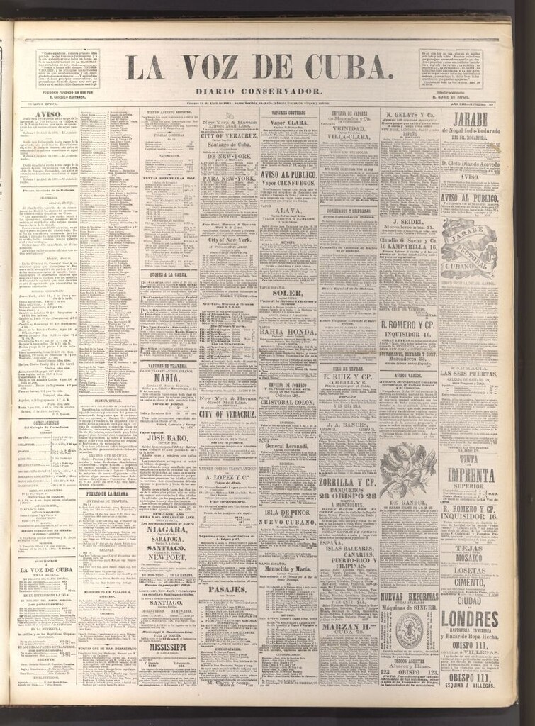 Miniatura de La Voz de Cuba: diario conservador del 16 de abril de 1880