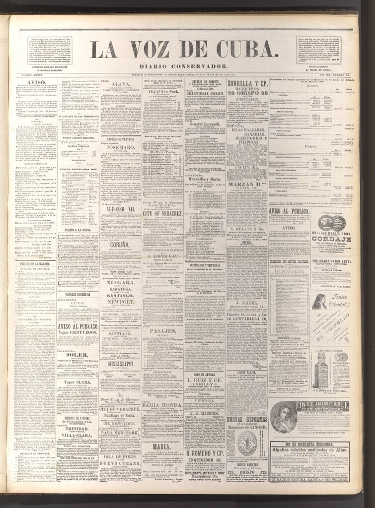 Miniatura de La Voz de Cuba: diario conservador del 17 de abril de 1880