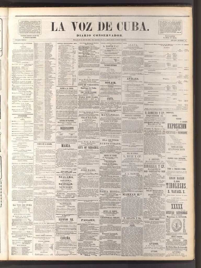 Miniatura de La Voz de Cuba: diario conservador del 21 de abril de 1880