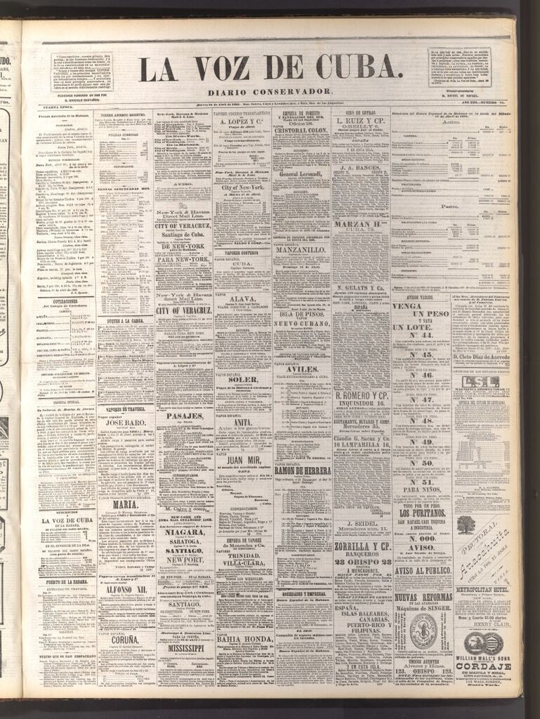 Miniatura de La Voz de Cuba: diario conservador del 22 de abril de 1880