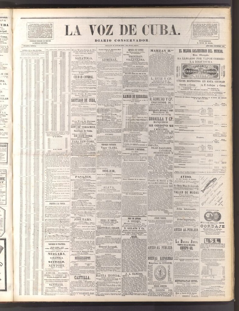Miniatura de La Voz de Cuba: diario conservador del 29 de abril de 1880