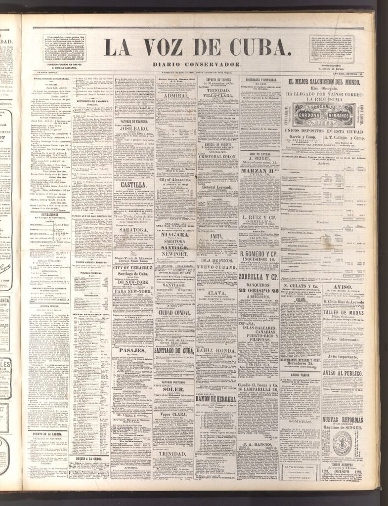 Miniatura de La Voz de Cuba: diario conservador del 30 de abril de 1880