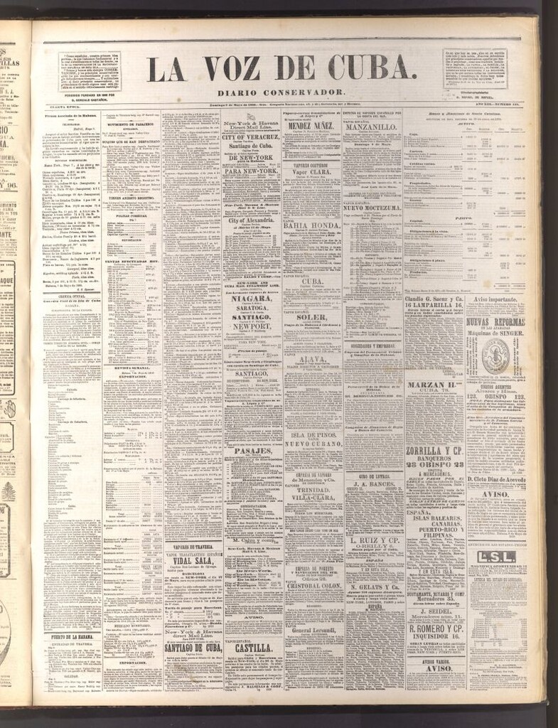 Miniatura de La Voz de Cuba: diario conservador del 9 de mayo de 1880