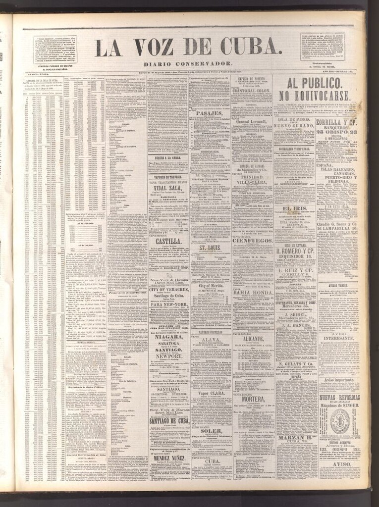 Miniatura de La Voz de Cuba: diario conservador del 14 de mayo de 1880
