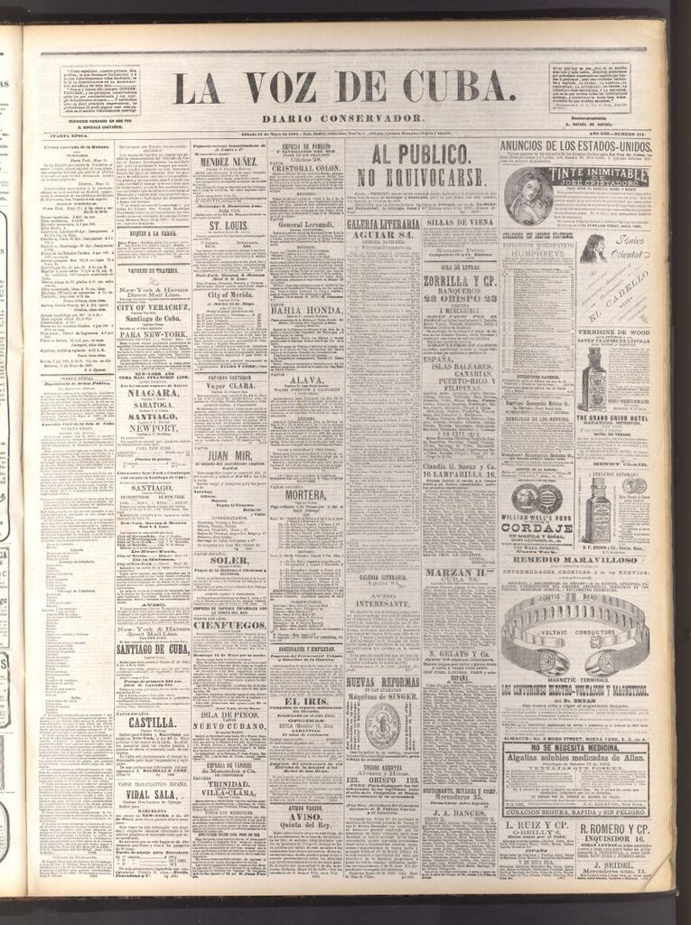Miniatura de La Voz de Cuba: diario conservador del 15 de mayo de 1880