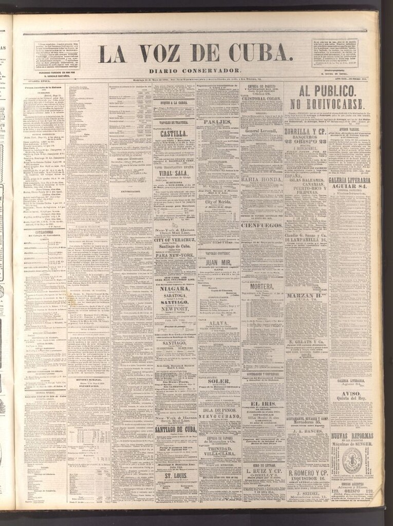 Miniatura de La Voz de Cuba: diario conservador del 16 de mayo de 1880