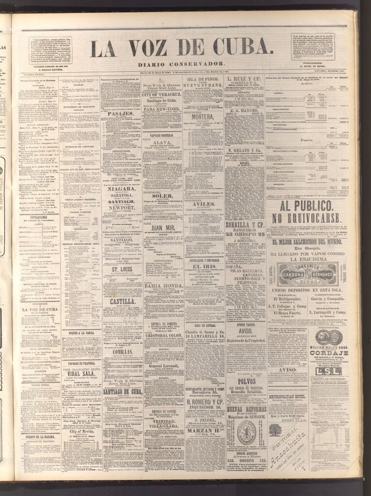 Miniatura de La Voz de Cuba: diario conservador del 20 de mayo de 1880