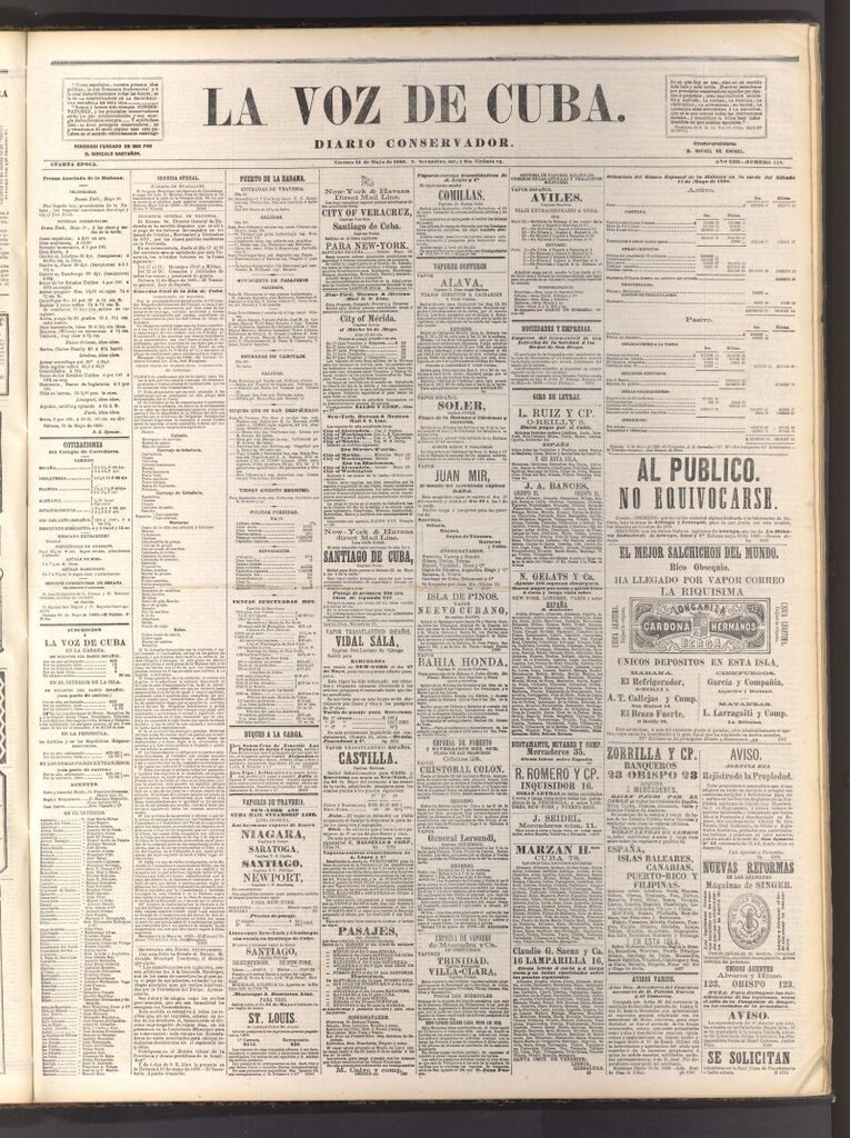 Miniatura de La Voz de Cuba: diario conservador del 21 de mayo de 1880