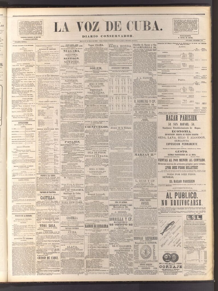 Miniatura de La Voz de Cuba: diario conservador del 27 de mayo de 1880