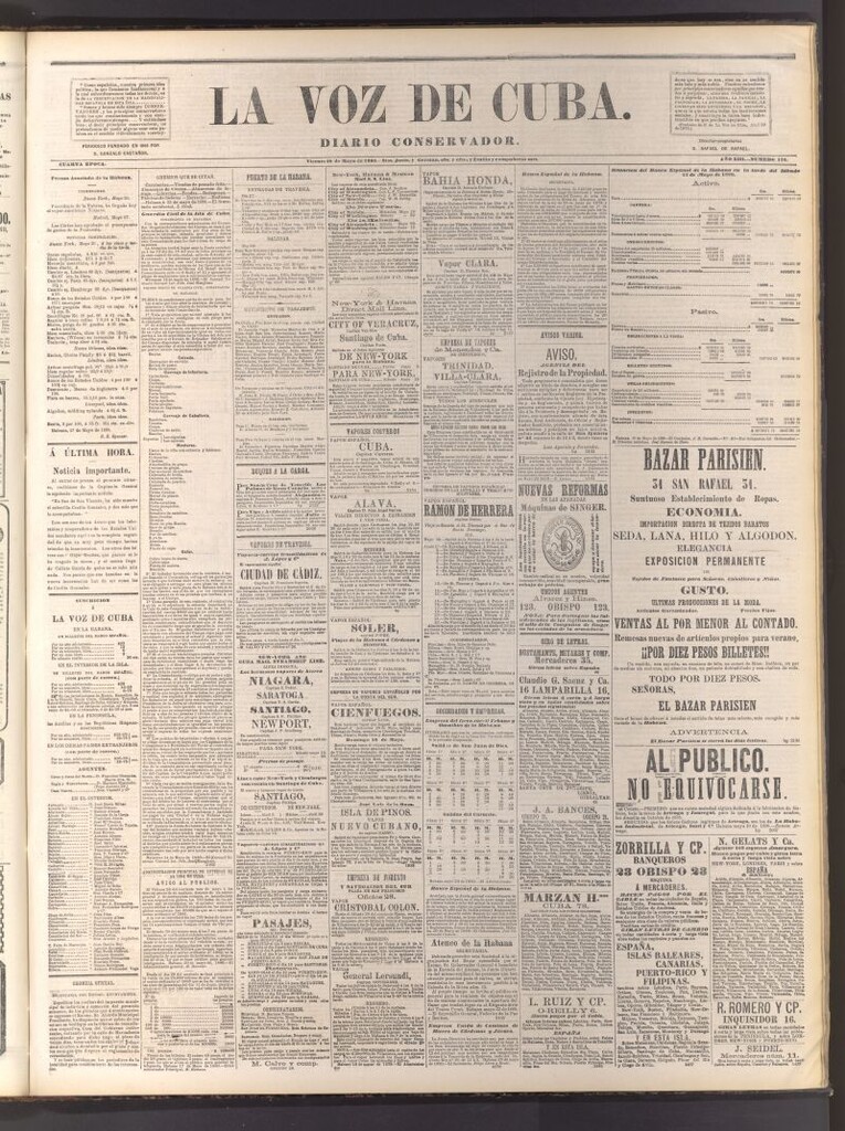 Miniatura de La Voz de Cuba: diario conservador del 28 de mayo de 1880