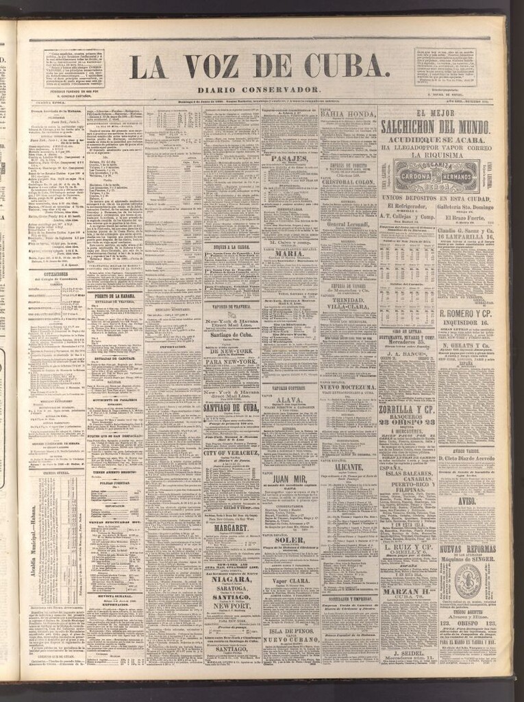 Miniatura de La Voz de Cuba: diario conservador del 6 de junio de 1880
