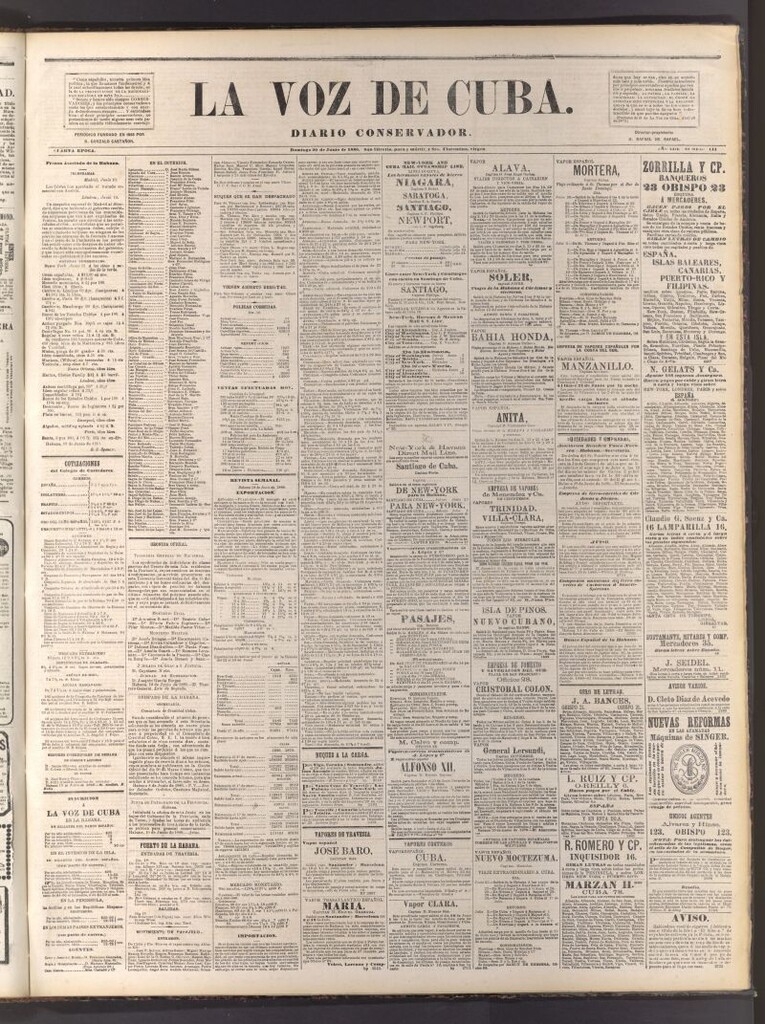 Miniatura de La Voz de Cuba: diario conservador del 20 de junio de 1880