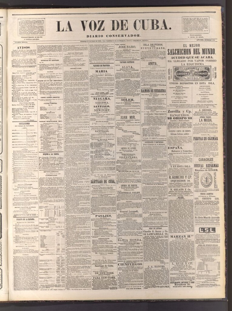 Miniatura de La Voz de Cuba: diario conservador del 27 de junio de 1880