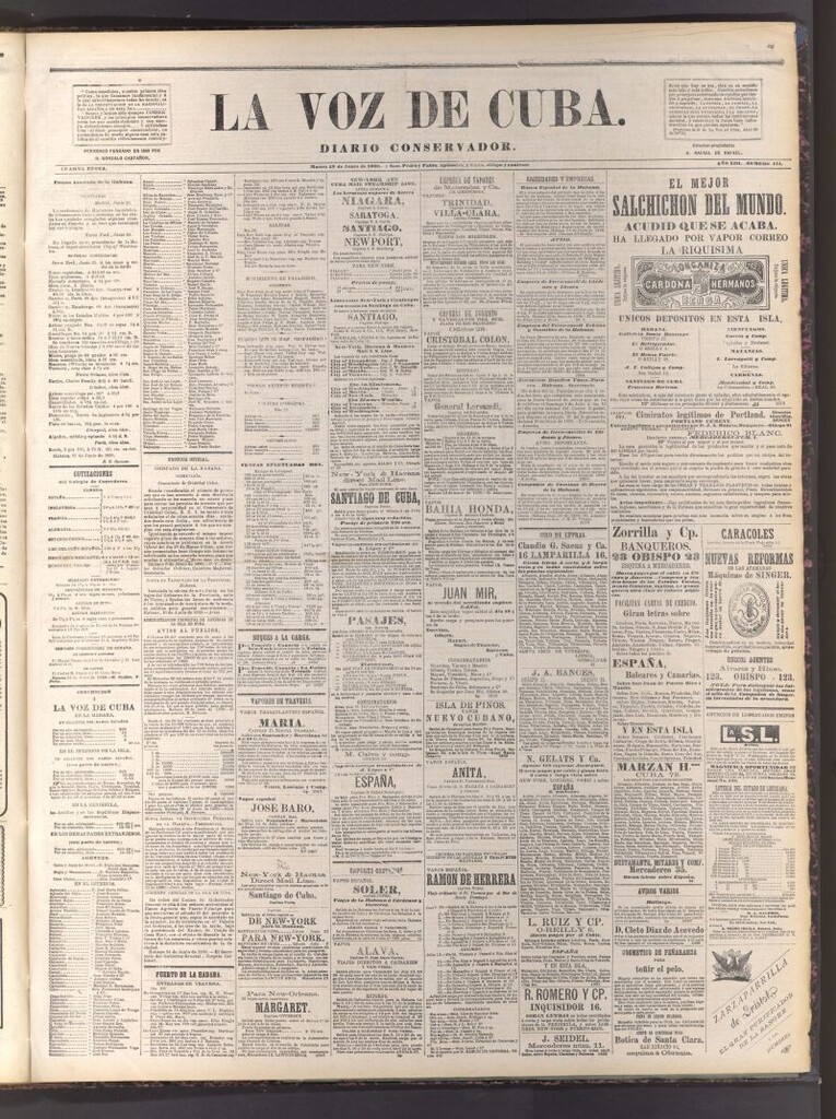 Miniatura de La Voz de Cuba: diario conservador del 29 de junio de 1880
