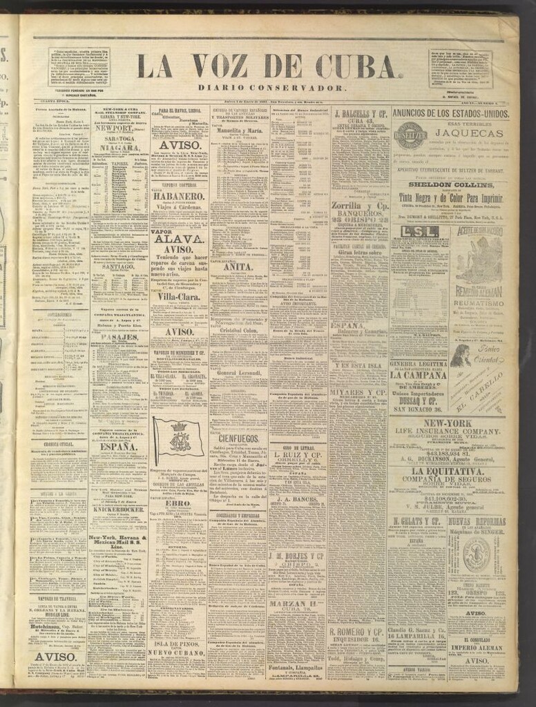 Miniatura de La Voz de Cuba: diario conservador del  5 de enero de 1882