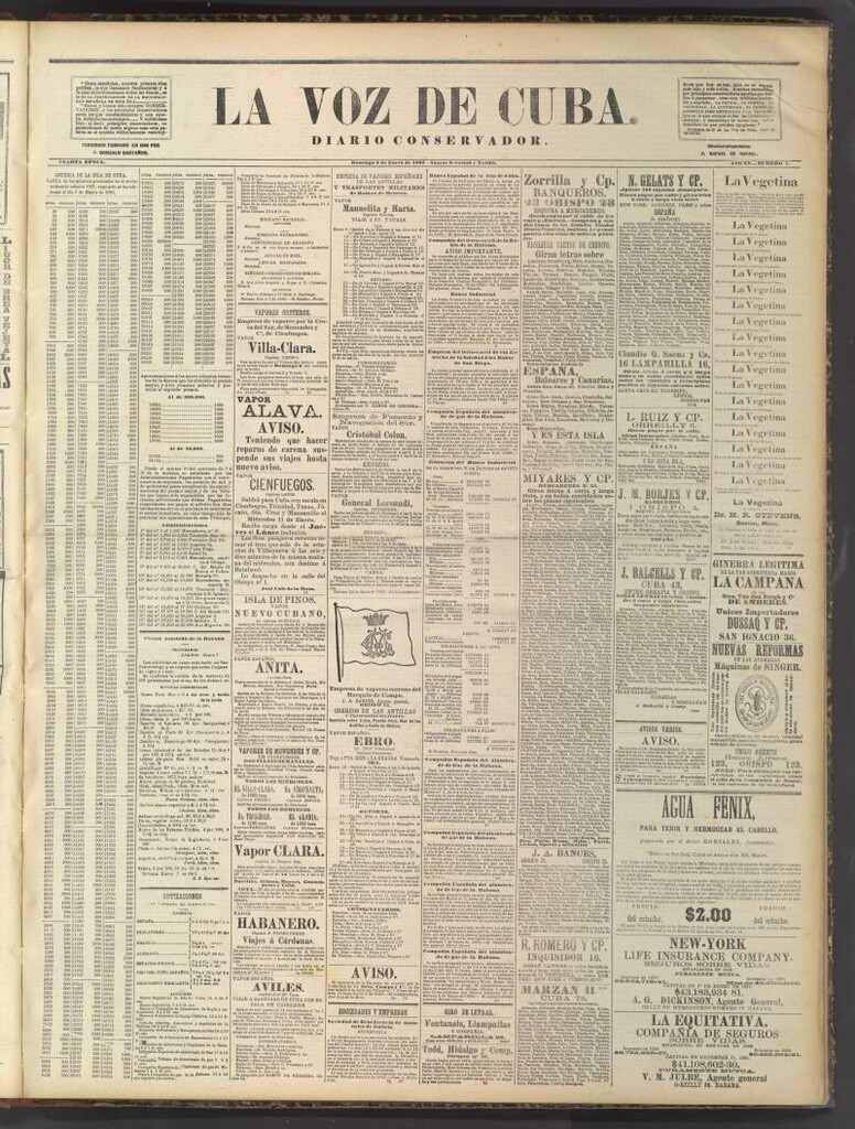 Miniatura de La Voz de Cuba: diario conservador del  8 de enero de 1882