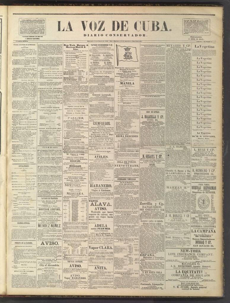 Miniatura de La Voz de Cuba: diario conservador del 11 de enero de 1882