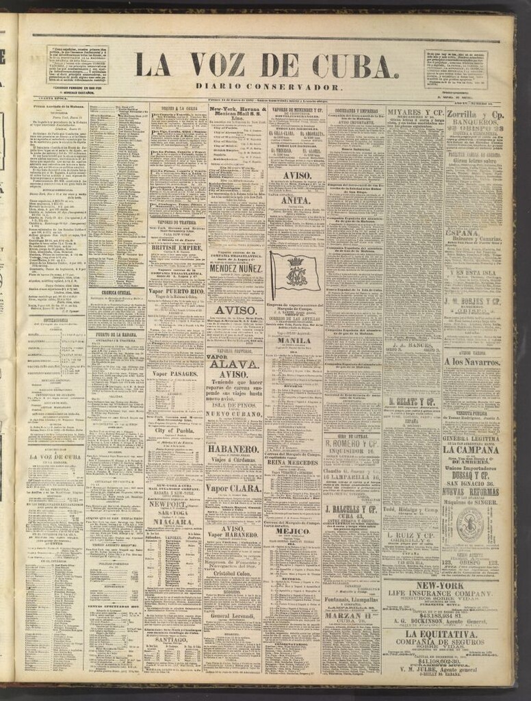 Miniatura de La Voz de Cuba: diario conservador del 13 de enero de 1882