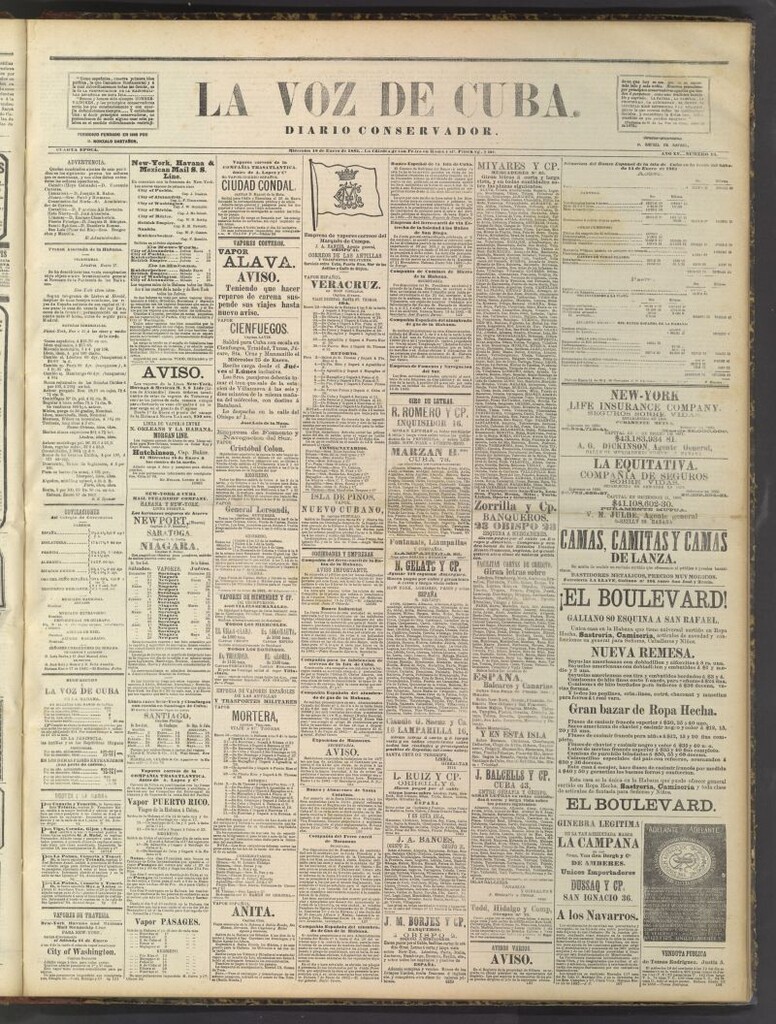 Miniatura de La Voz de Cuba: diario conservador del 18 de enero de 1882