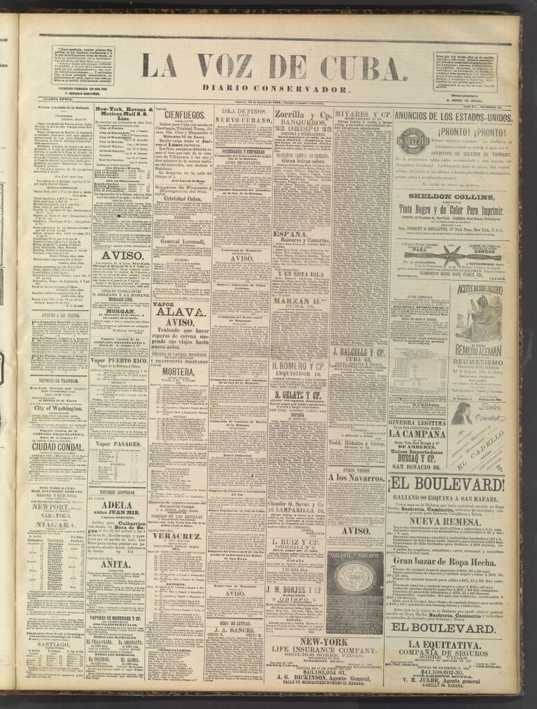 Miniatura de La Voz de Cuba: diario conservador del 19 de enero de 1882