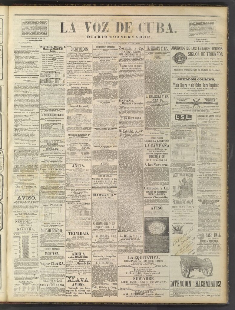 Miniatura de La Voz de Cuba: diario conservador del 21 de enero de 1882