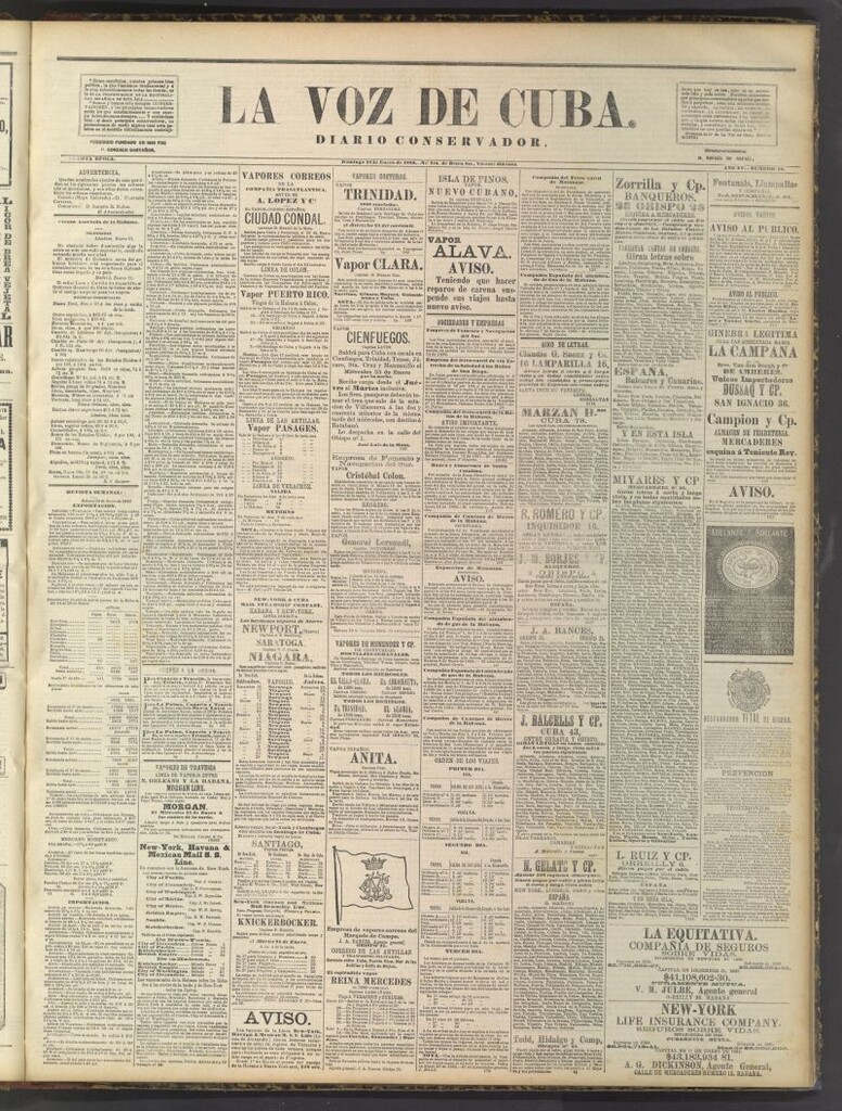 Miniatura de La Voz de Cuba: diario conservador del 22 de enero de 1882