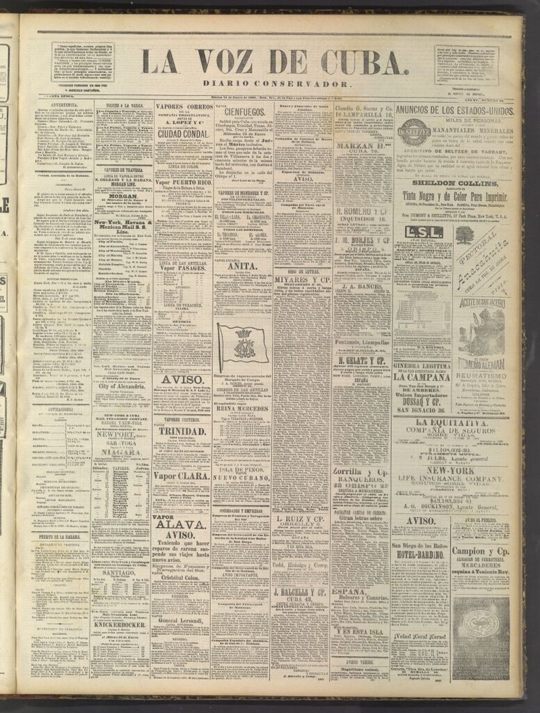 Miniatura de La Voz de Cuba: diario conservador del 24 de enero de 1882