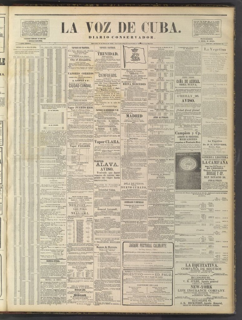 Miniatura de La Voz de Cuba: diario conservador del 25 de enero de 1882