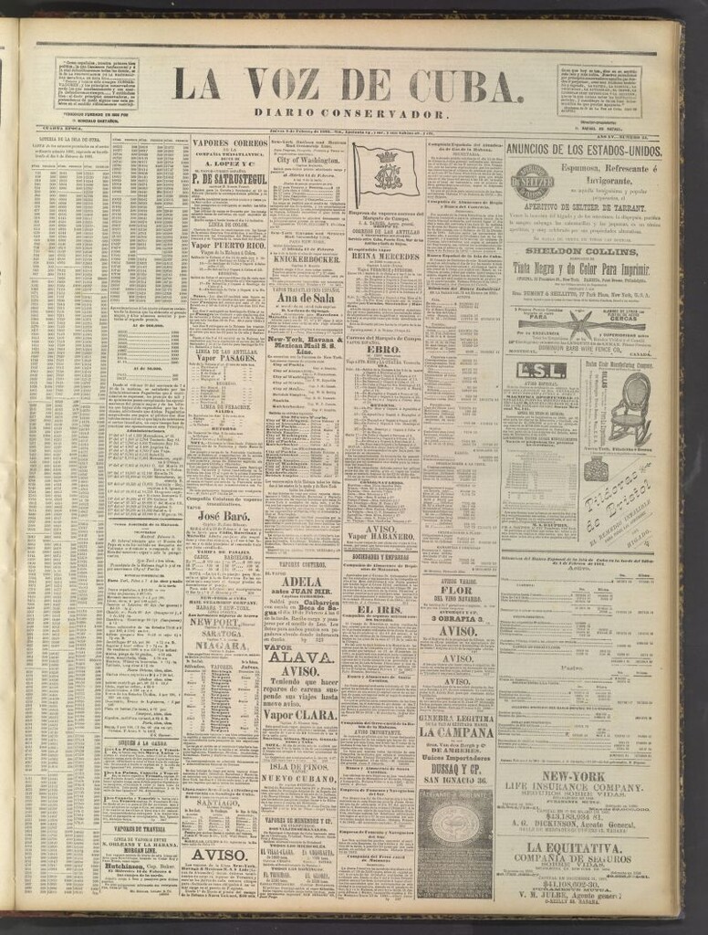 Miniatura de La Voz de Cuba: diario conservador del 9 de febrero de 1882
