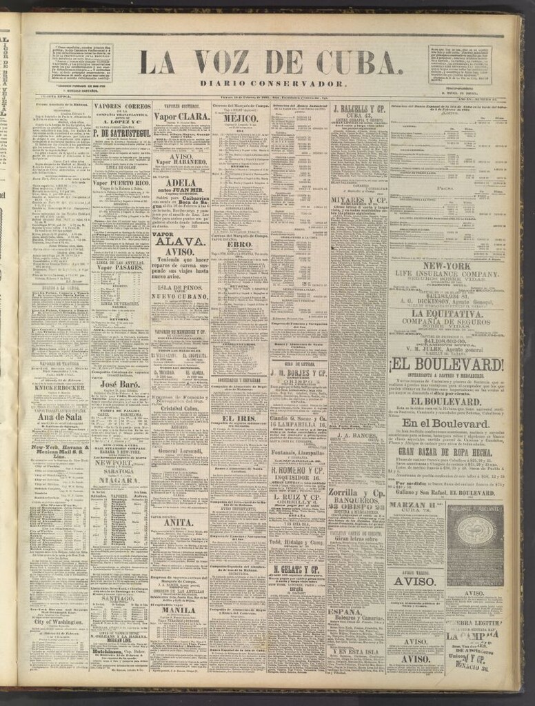 Miniatura de La Voz de Cuba: diario conservador del 10 de febrero de 1882