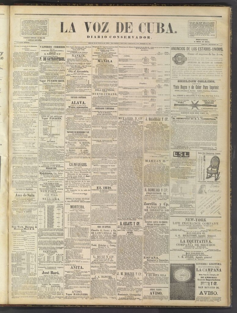 Miniatura de La Voz de Cuba: diario conservador del 16 de febrero de 1882