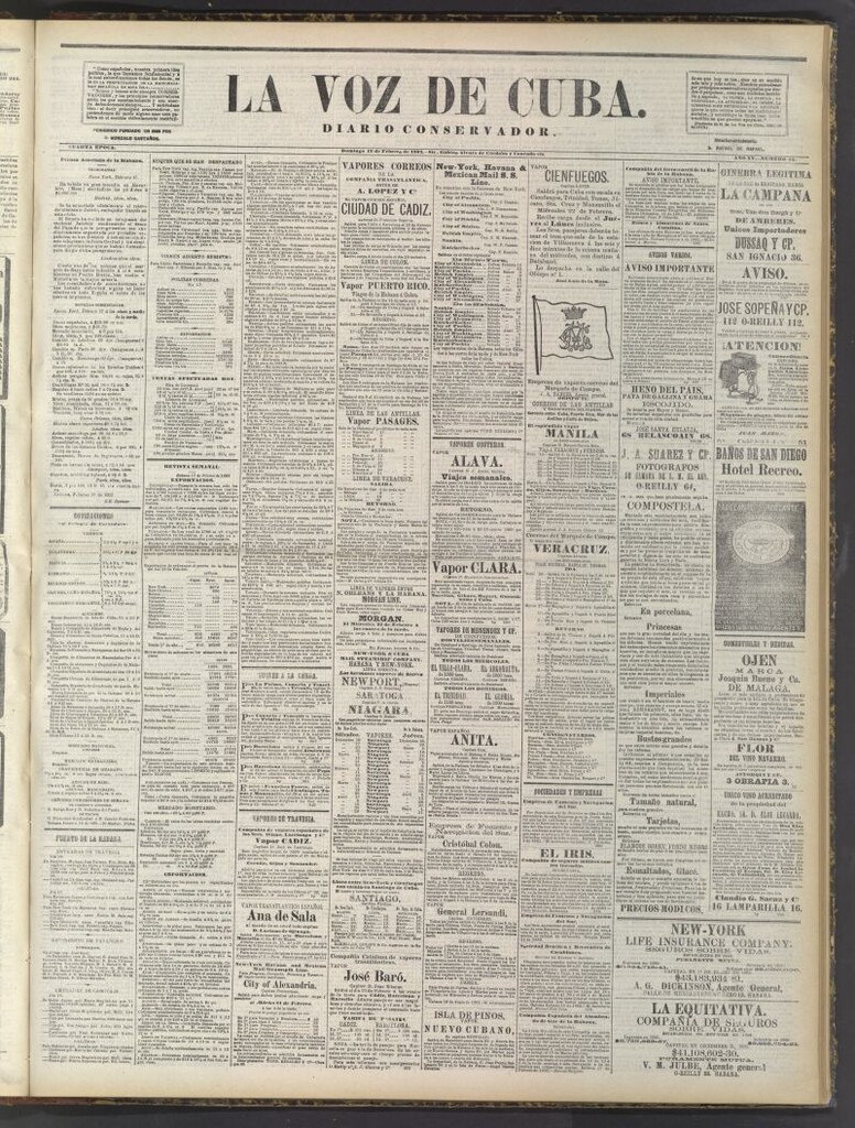 Miniatura de La Voz de Cuba: diario conservador del 19 de febrero de 1882