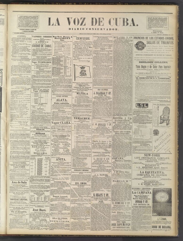 Miniatura de La Voz de Cuba: diario conservador del 21 de febrero de 1882