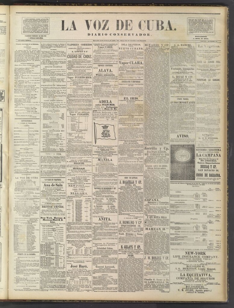 Miniatura de La Voz de Cuba: diario conservador del 22 de febrero de 1882