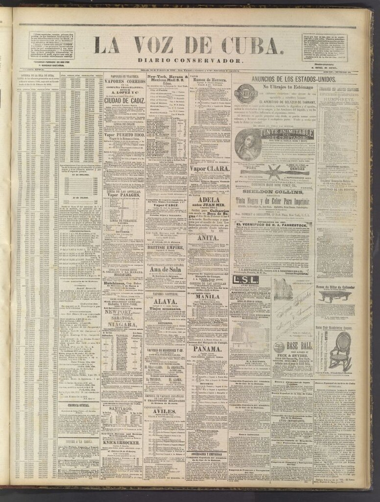 Miniatura de La Voz de Cuba: diario conservador del 25 de febrero de 1882