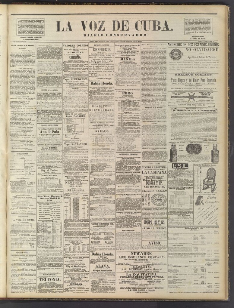 Miniatura de La Voz de Cuba: diario conservador del  2 de marzo de 1882