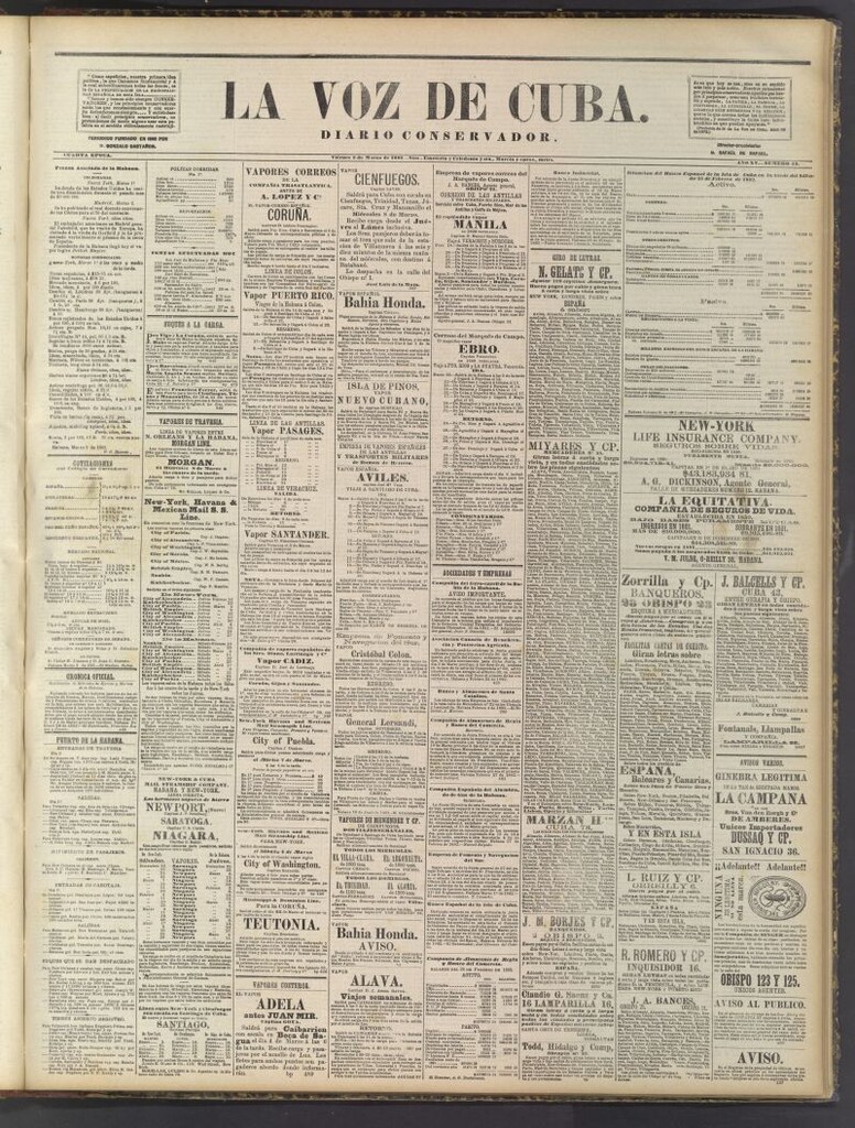 Miniatura de La Voz de Cuba: diario conservador del 3 de marzo de 1882