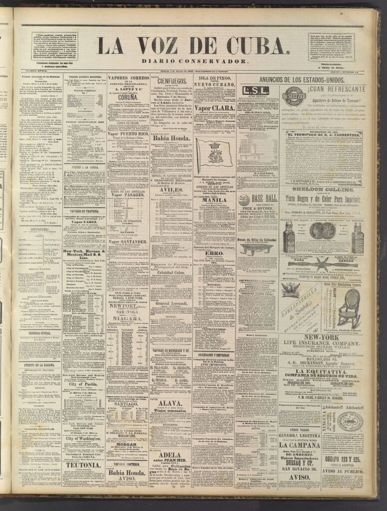 Miniatura de La Voz de Cuba: diario conservador del 4 de marzo de 1882