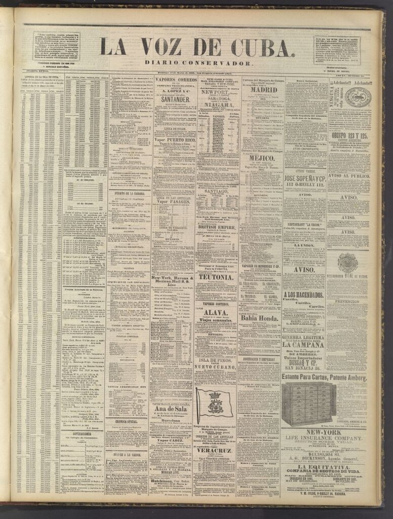 Miniatura de La Voz de Cuba: diario conservador del 12 de marzo de 1882