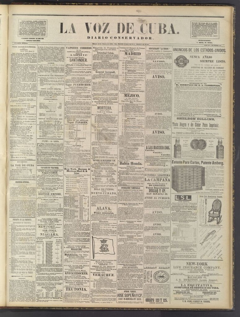 Miniatura de La Voz de Cuba: diario conservador del 14 de marzo de 1882