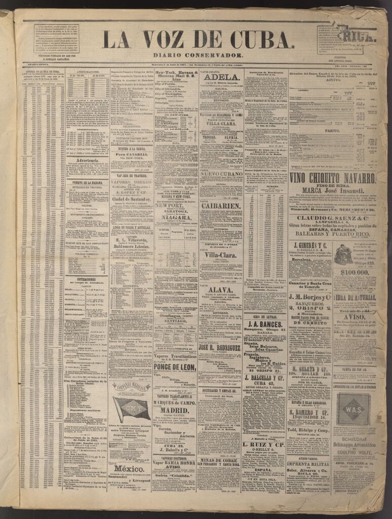 Miniatura de La Voz de Cuba: diario conservador del 1 de julio de 1885