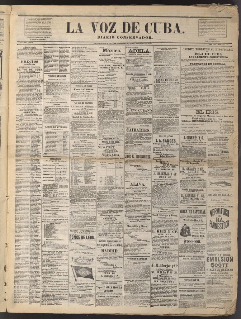 Miniatura de La Voz de Cuba: diario conservador del 2 de julio de 1885