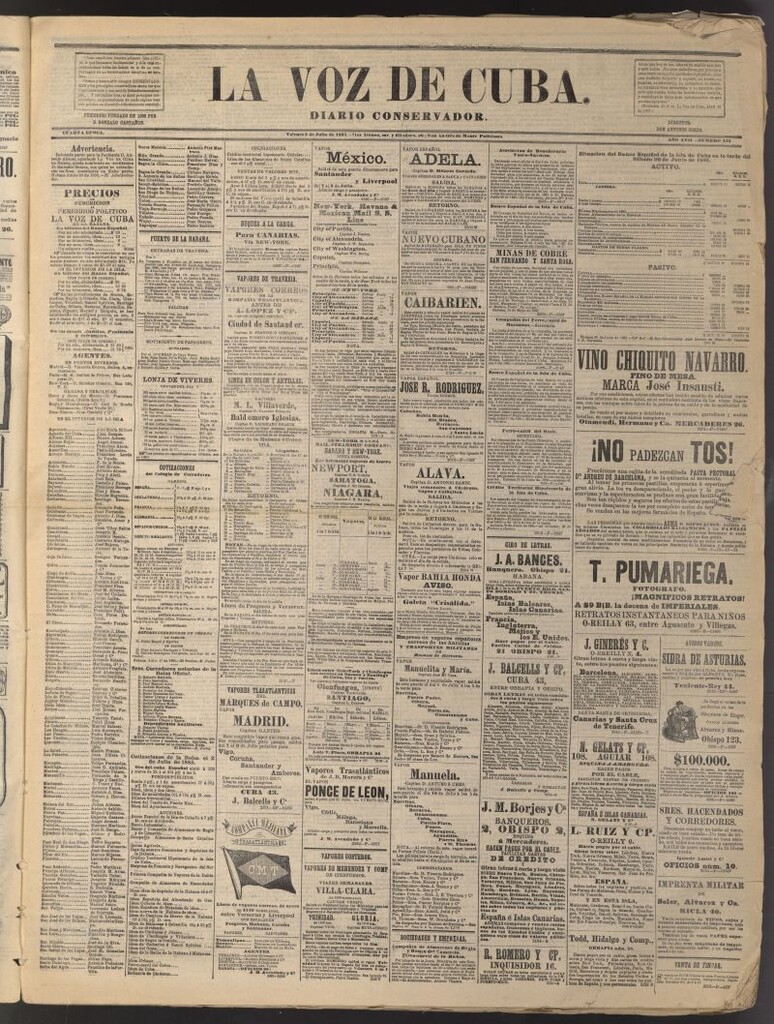 Miniatura de La Voz de Cuba: diario conservador del 3 de julio de 1885