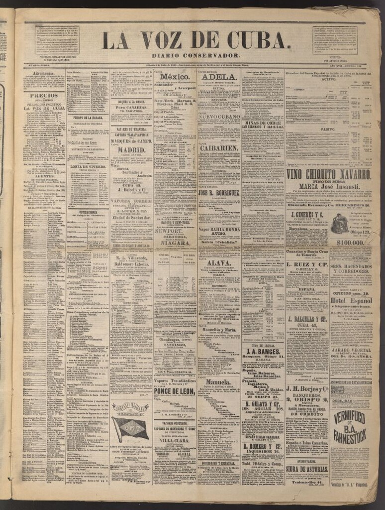 Miniatura de La Voz de Cuba: diario conservador del 4 de julio de 1885