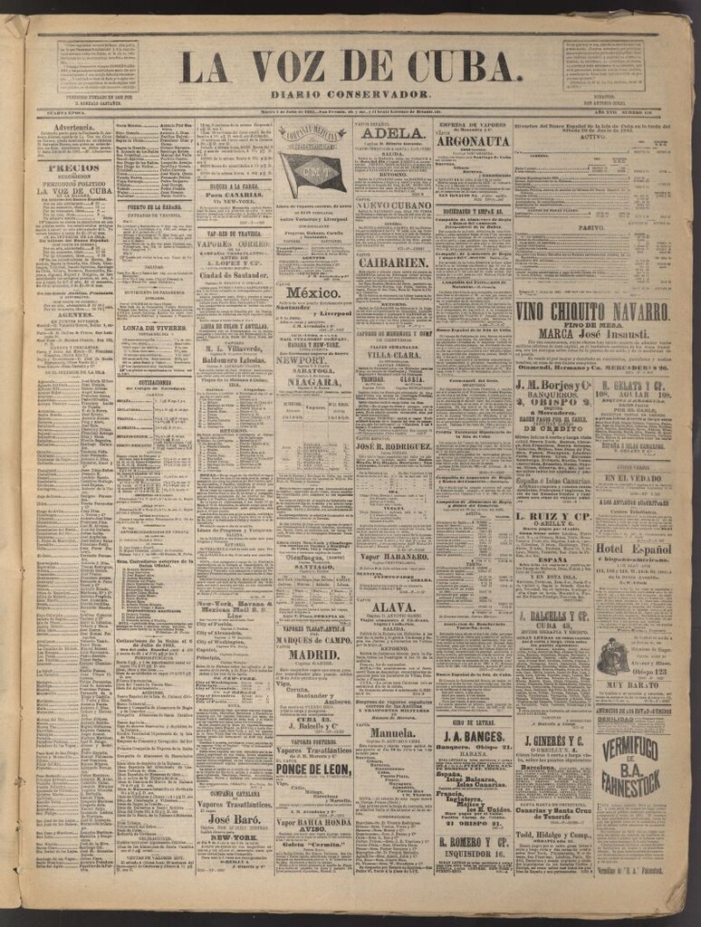 Miniatura de La Voz de Cuba: diario conservador del 7 de julio de 1885