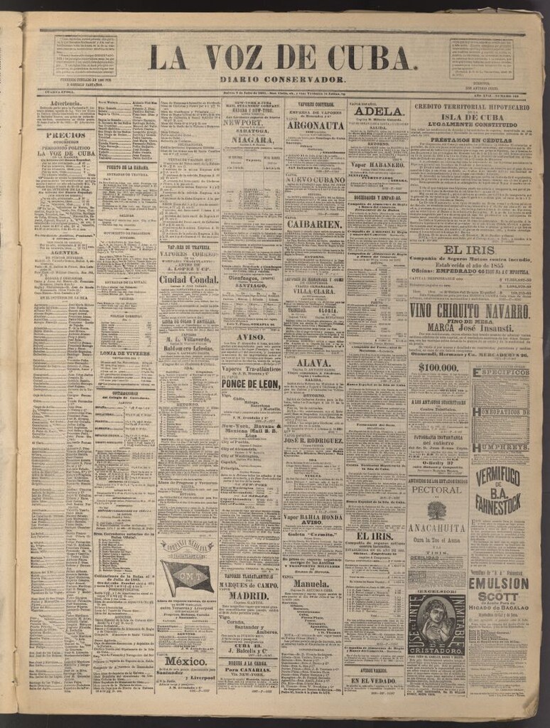 Miniatura de La Voz de Cuba: diario conservador del 9 de julio de 1885