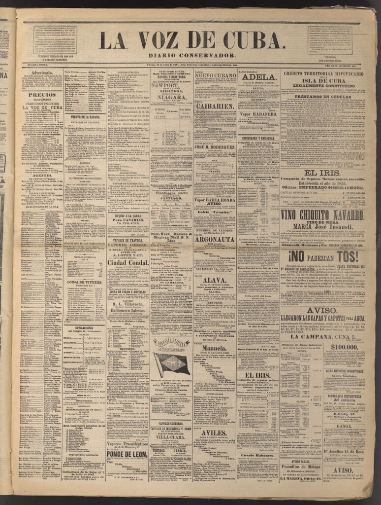 Miniatura de La Voz de Cuba: diario conservador del 10 de julio de 1885